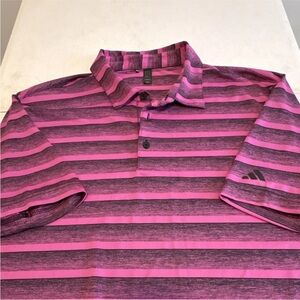 Adidas Men's Polo Shirt in Pink and Purple Stripes
